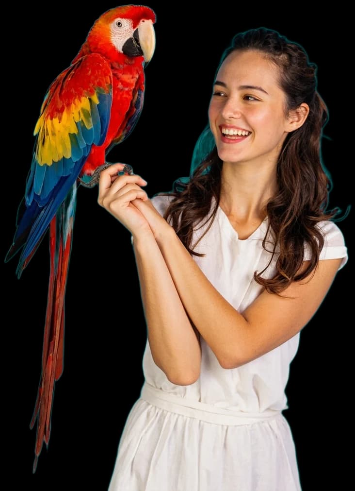A person with a parrot