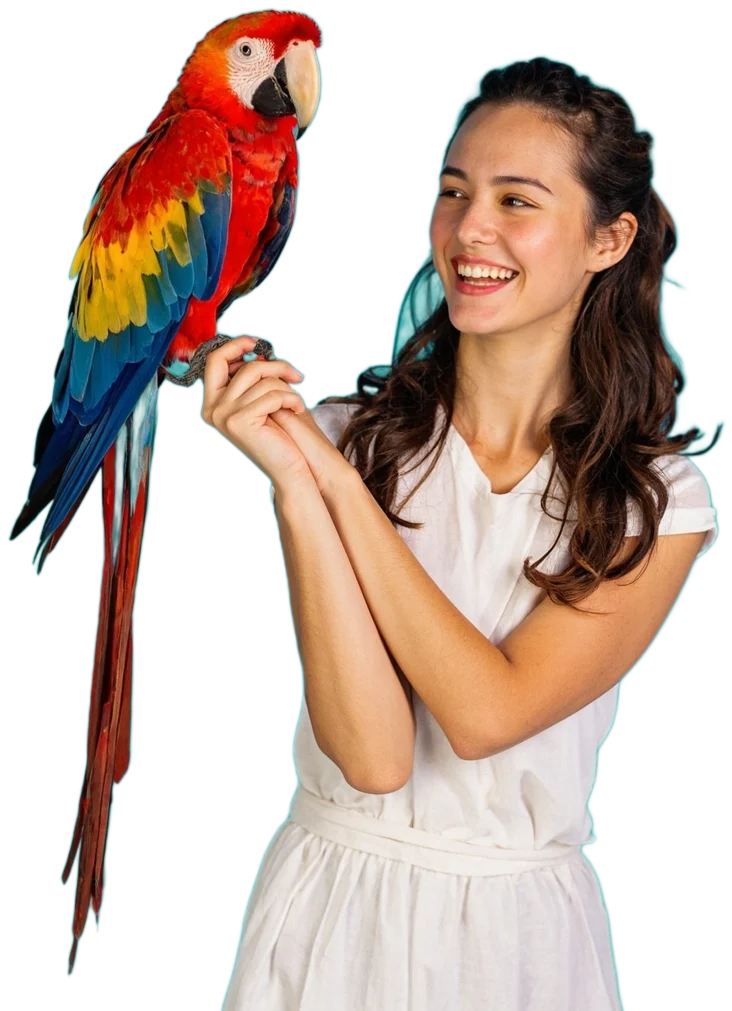 A person with a parrot